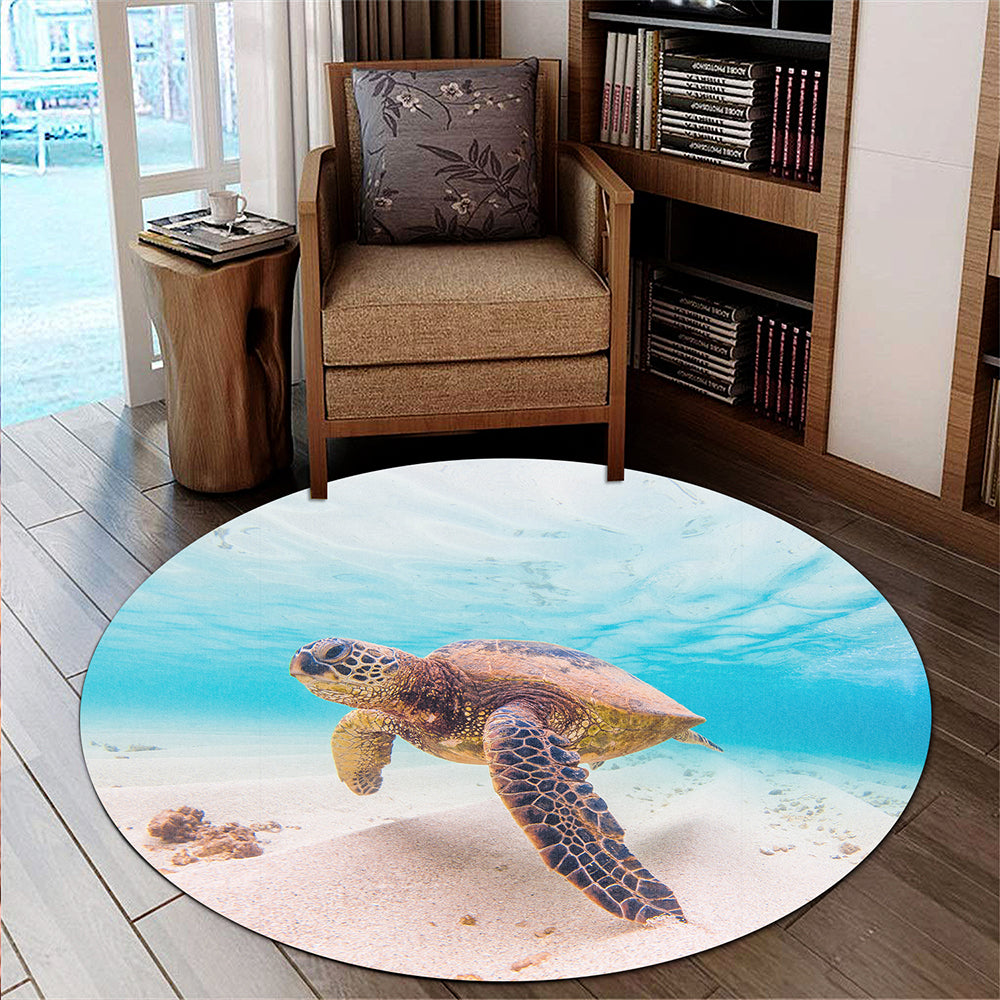 Hawaii Round Rug Ocean Picture
