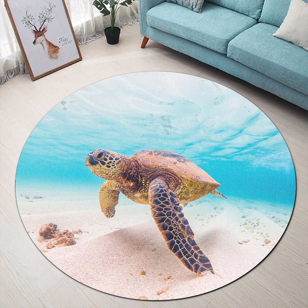 Hawaii Round Rug Ocean Picture