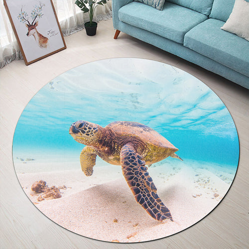 Hawaii Round Rug Ocean Picture