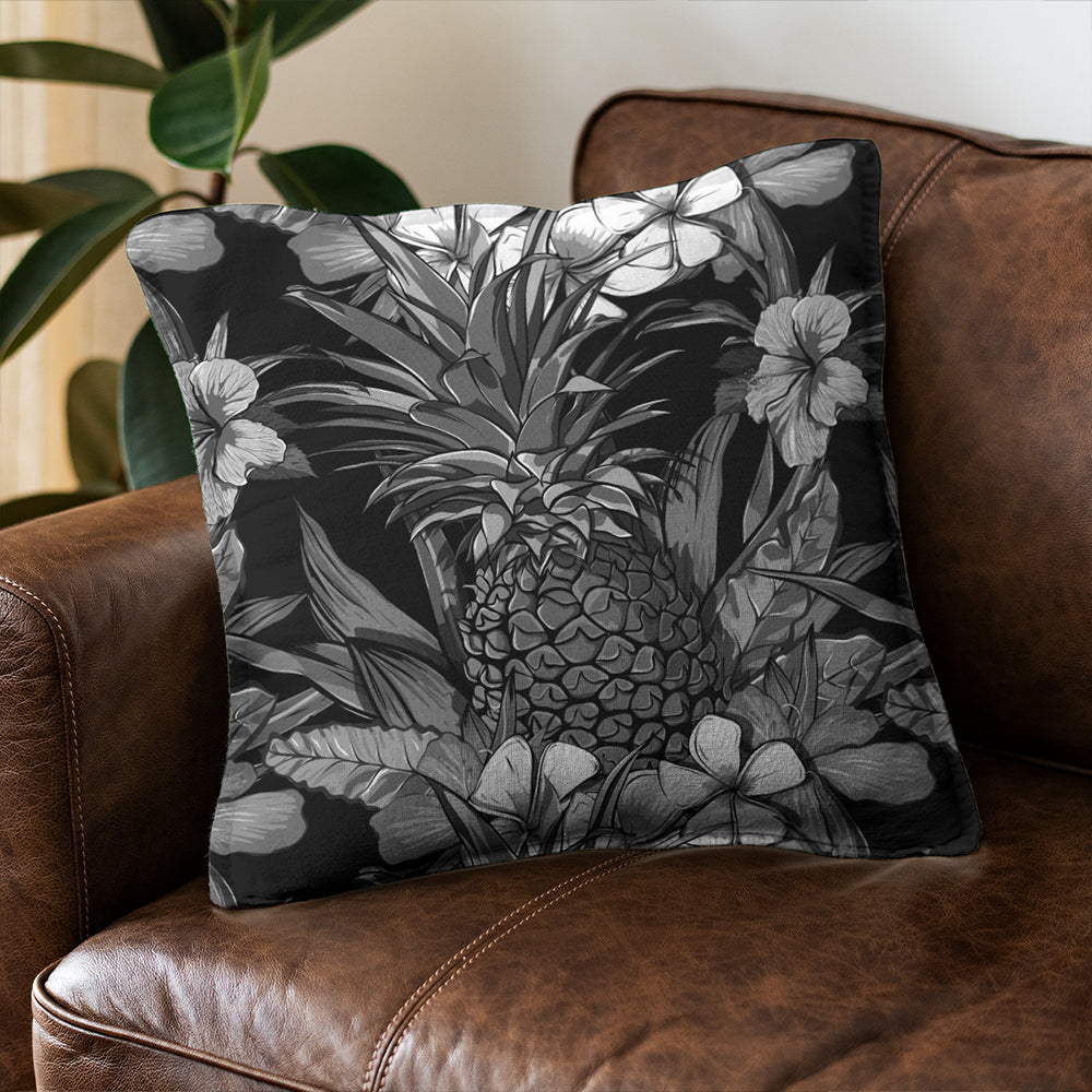 Hawaii Pillow Cover Pineapple Hibiscus Black And White