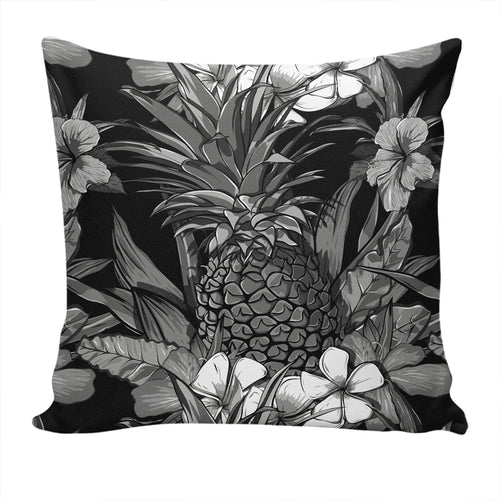 Hawaii Pillow Cover Pineapple Hibiscus Black And White