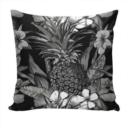 Hawaii Pillow Cover Pineapple Hibiscus Black And White