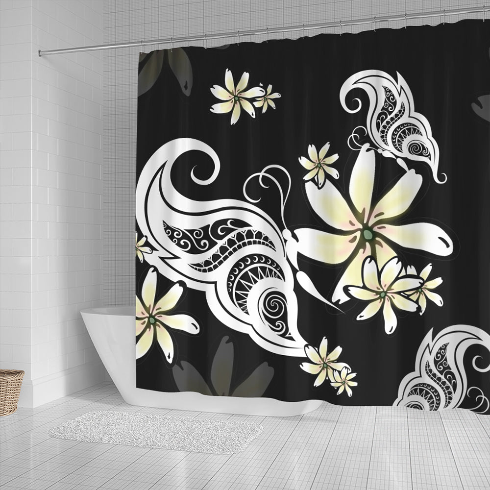 Hawaii Shower Curtain Plumeria Butterfly