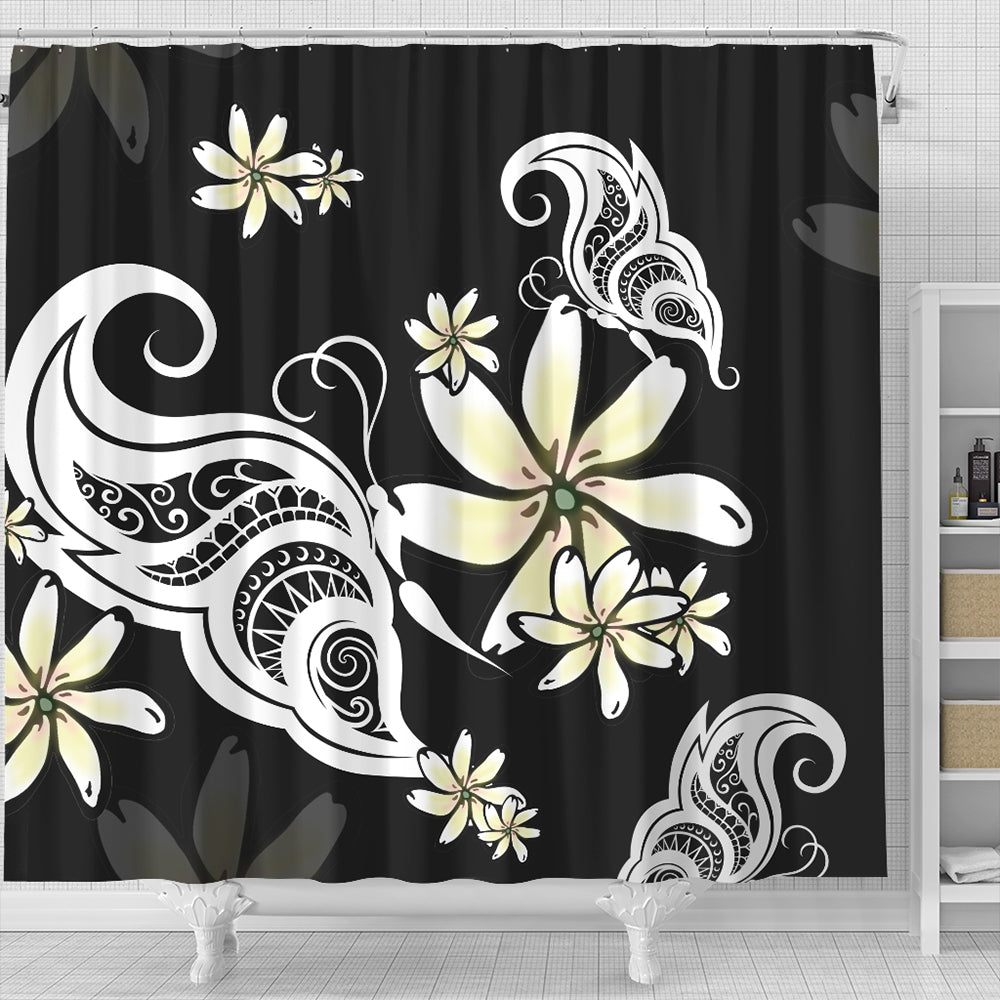 Hawaii Shower Curtain Plumeria Butterfly