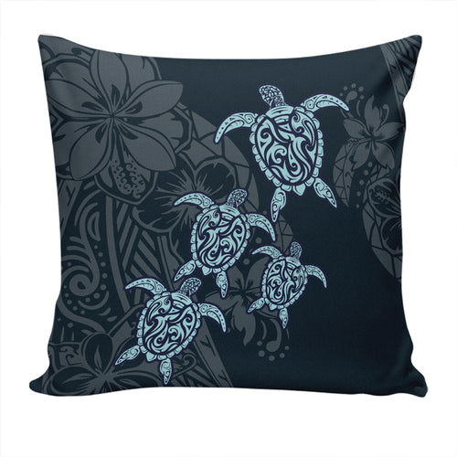 Hawaii Pillow Cover Plumeria Polynesian Deep Sea Turtle