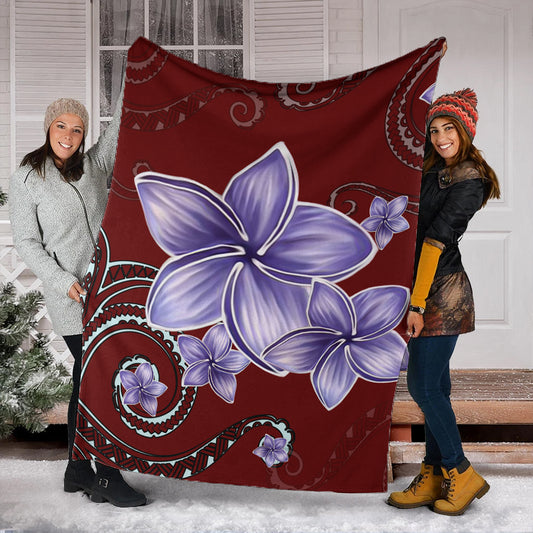 Hawaii Premium Blanket Plumeria Violet Polynesia Red