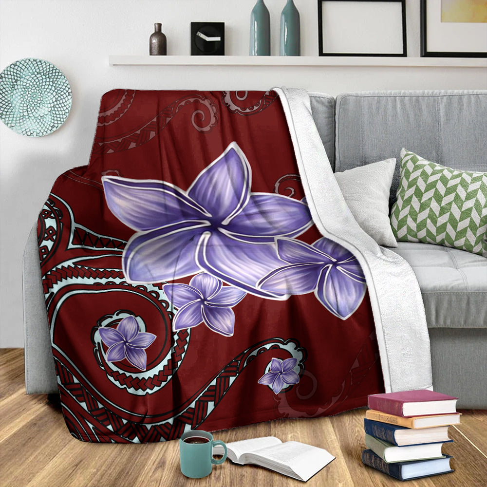 Hawaii Premium Blanket Plumeria Violet Polynesia Red
