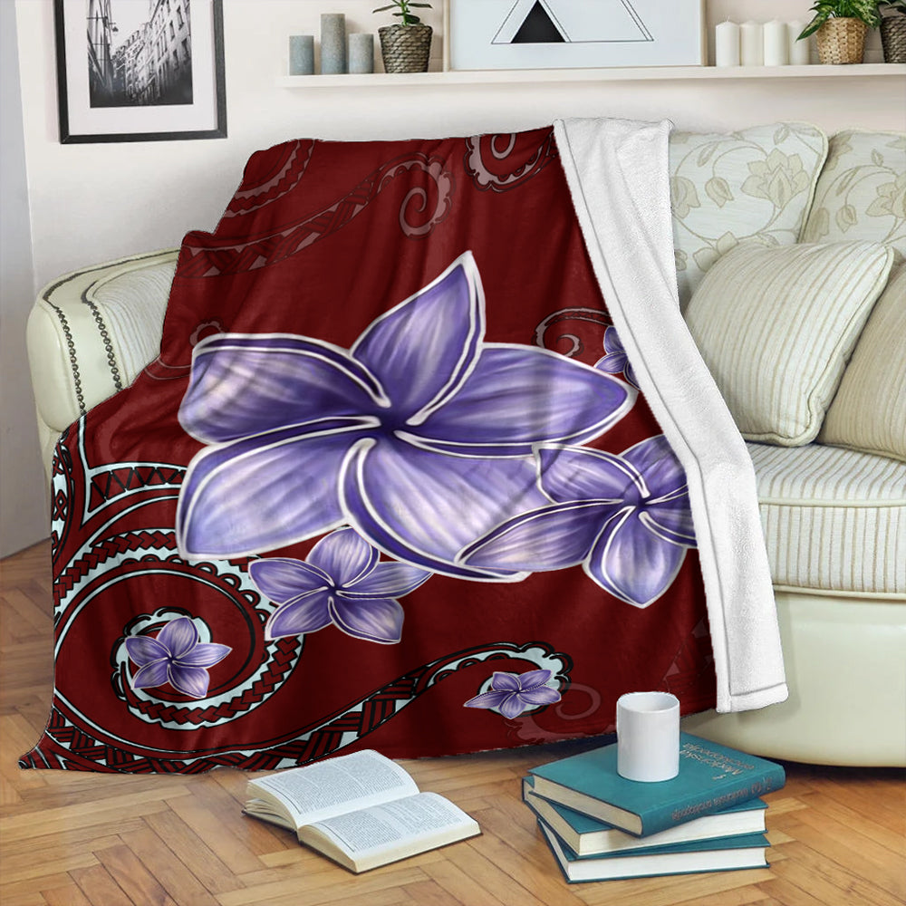 Hawaii Premium Blanket Plumeria Violet Polynesia Red