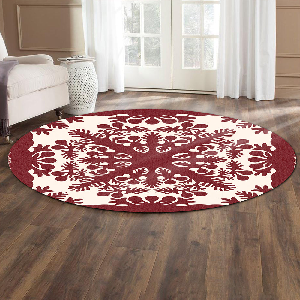 Hawaii Round Rug Quilt Tradition Red