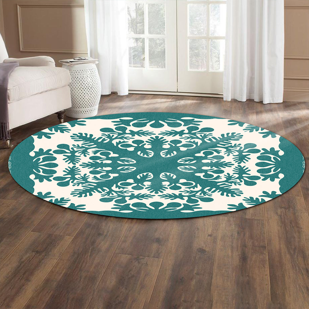 Hawaii Round Rug Quilt Tradition Turquoise