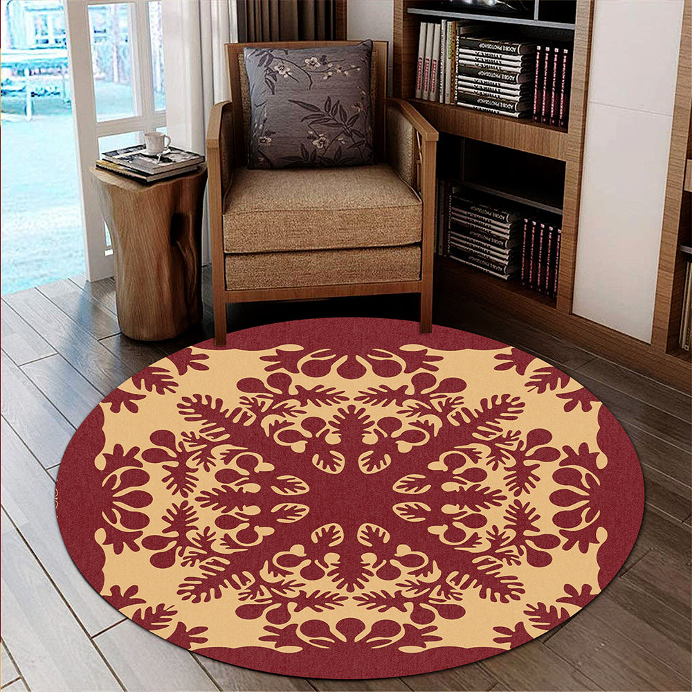 Hawaii Round Rug Quilt Vintage Palm