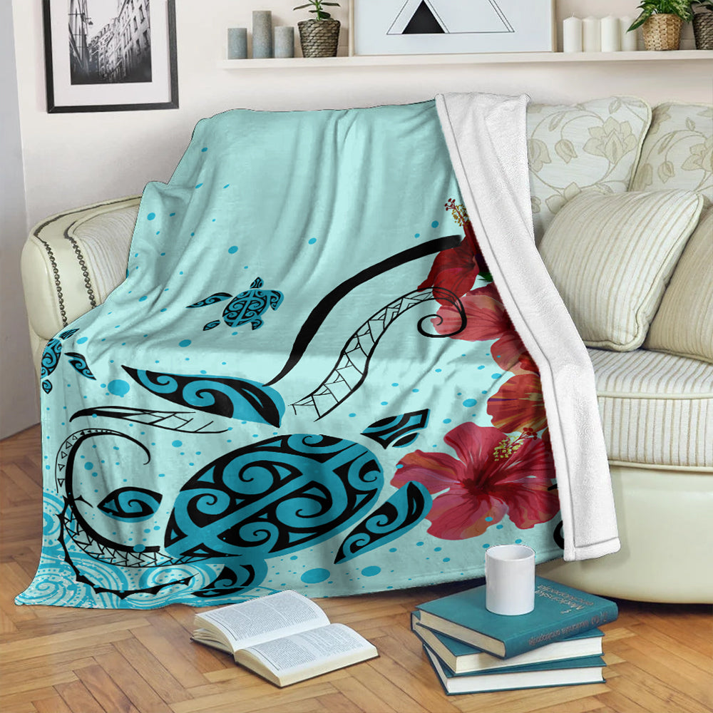 Hawaii Premium Blanket Sea Turtle Hibiscus