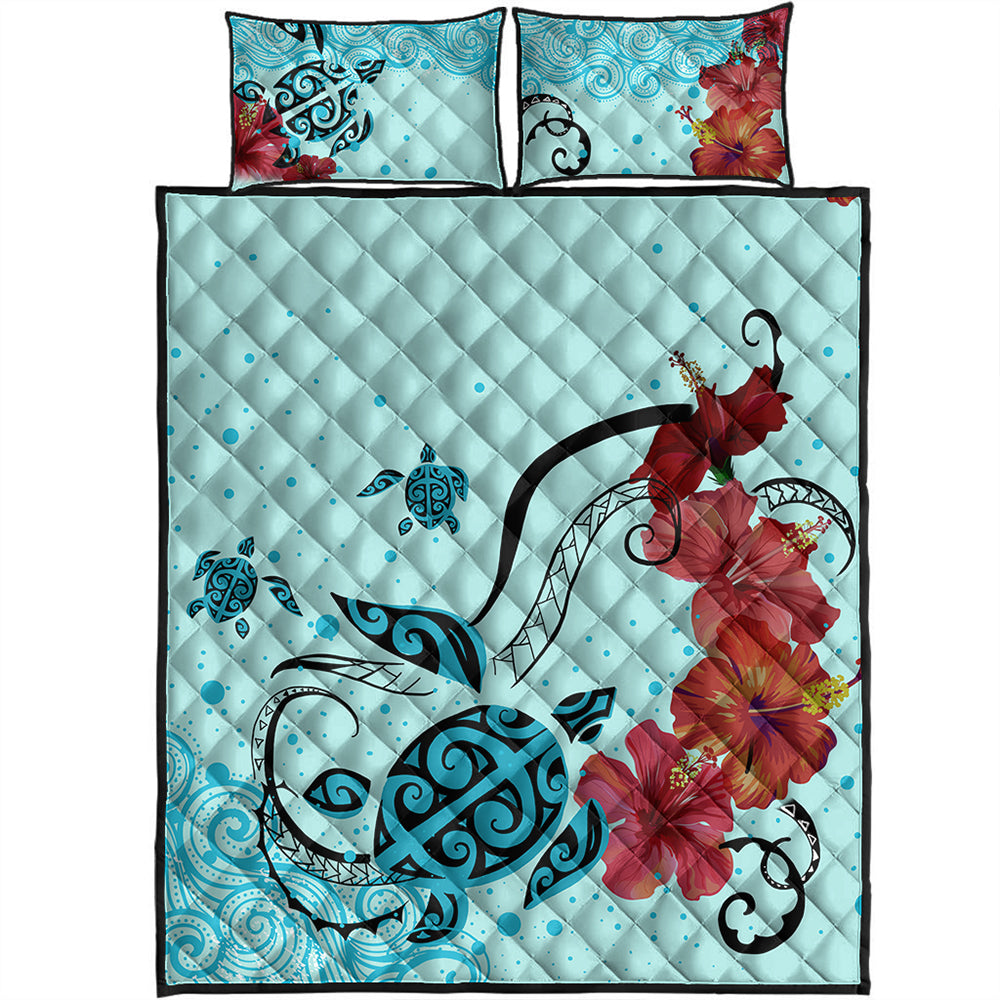 Hawaii Quilt Bed Set Sea Turtle Hibiscus
