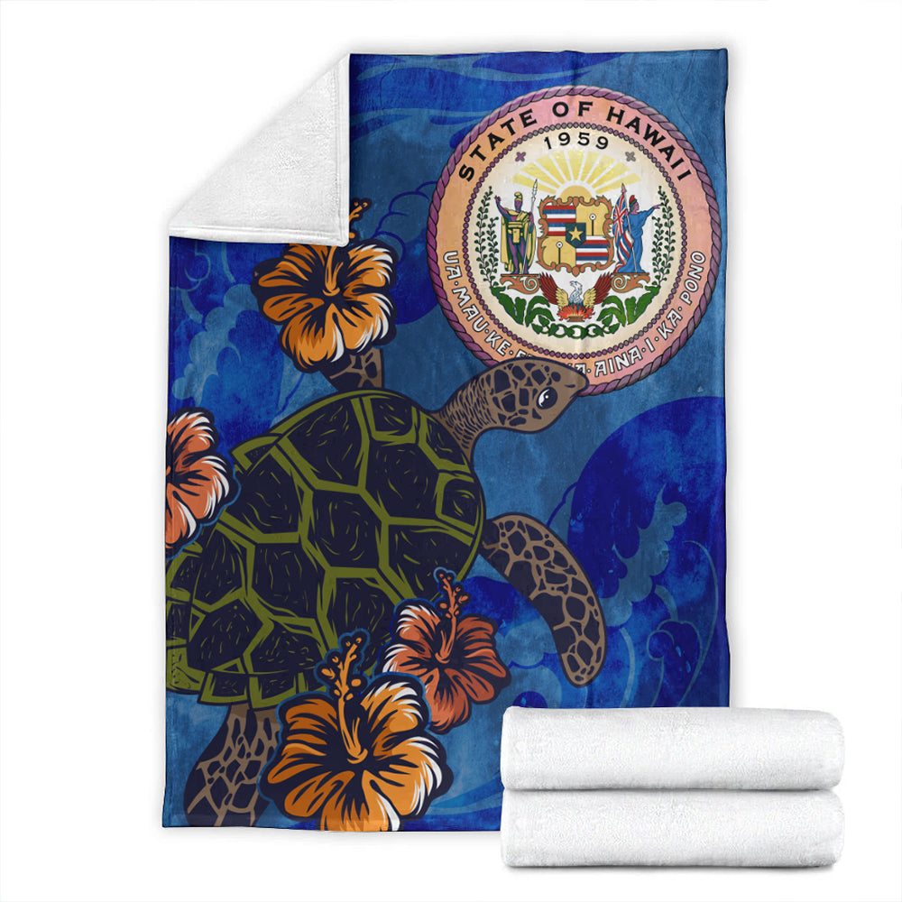 Hawaii Premium Blanket Seal Hibiscus Ocean Pin Light Turtle Sea