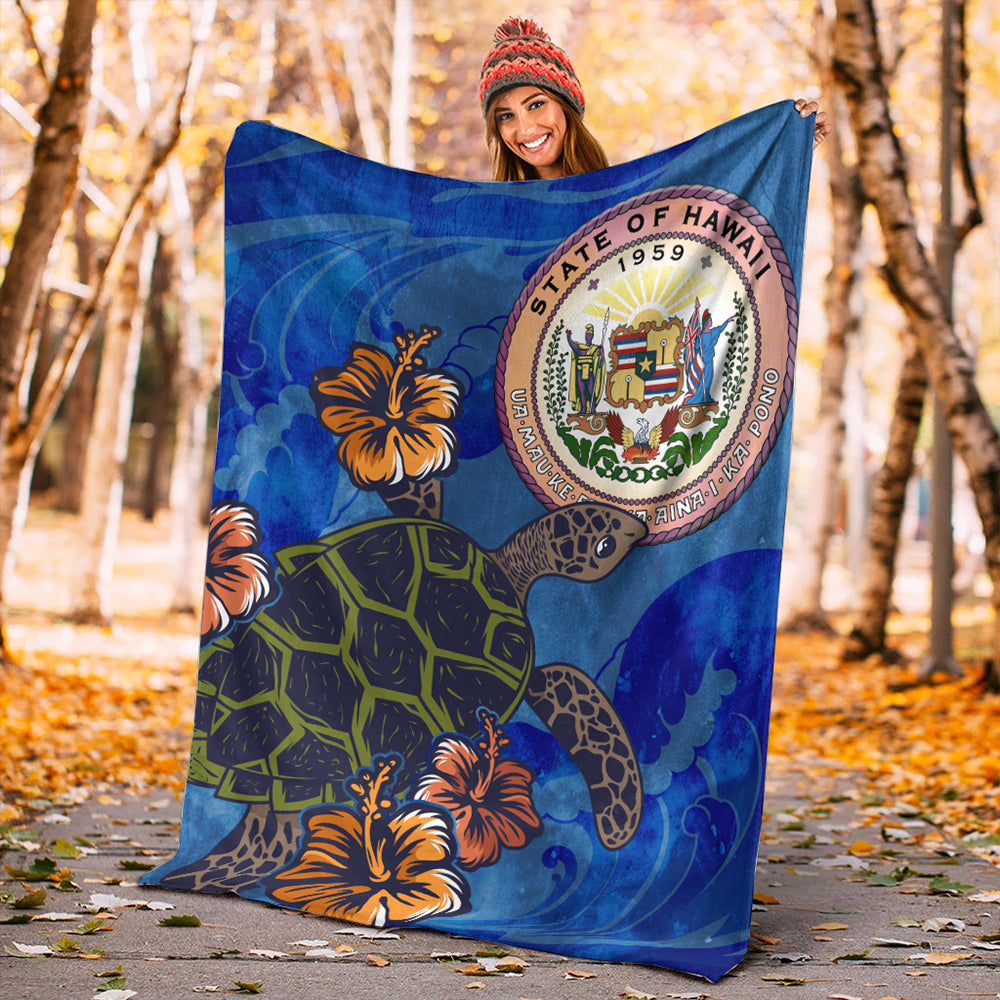 Hawaii Premium Blanket Seal Hibiscus Ocean Pin Light Turtle Sea