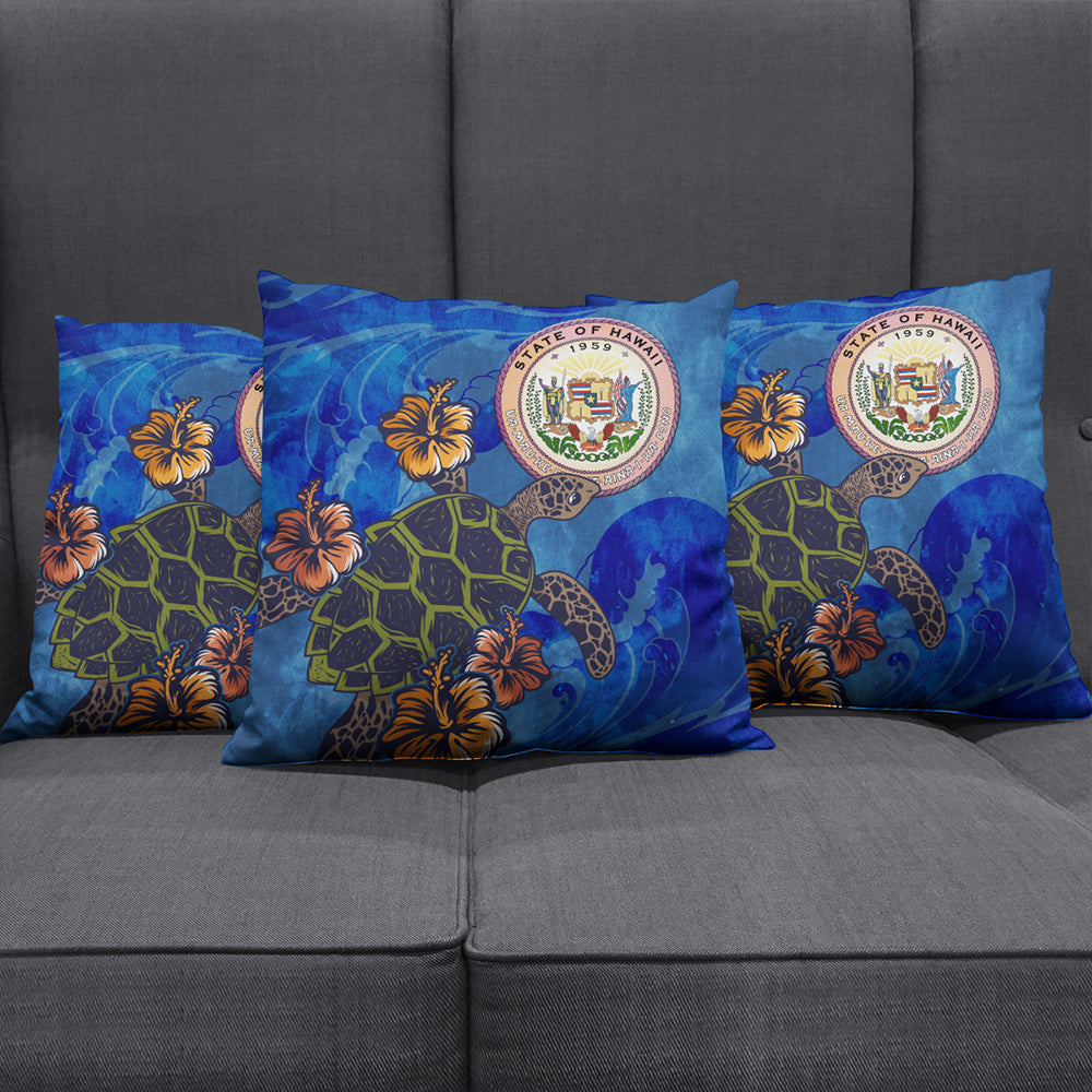 Hawaii Pillow Cover Seal Hibiscus Ocean Pin Light Turtle Sea
