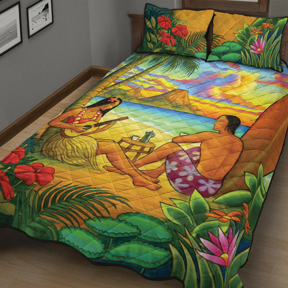 Hawaii Quilt Bed Set Sing A Song On A Beach