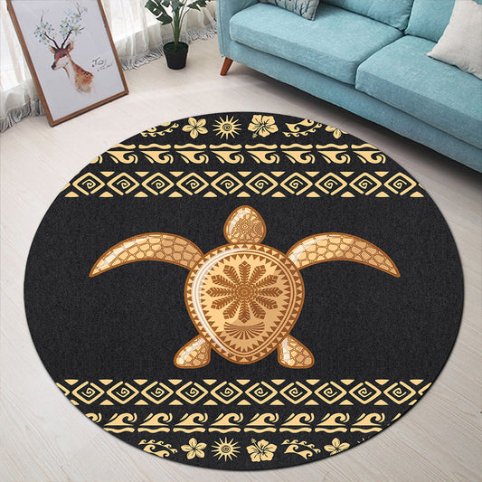 Hawaii Round Rug Traditional Turtle Pattern