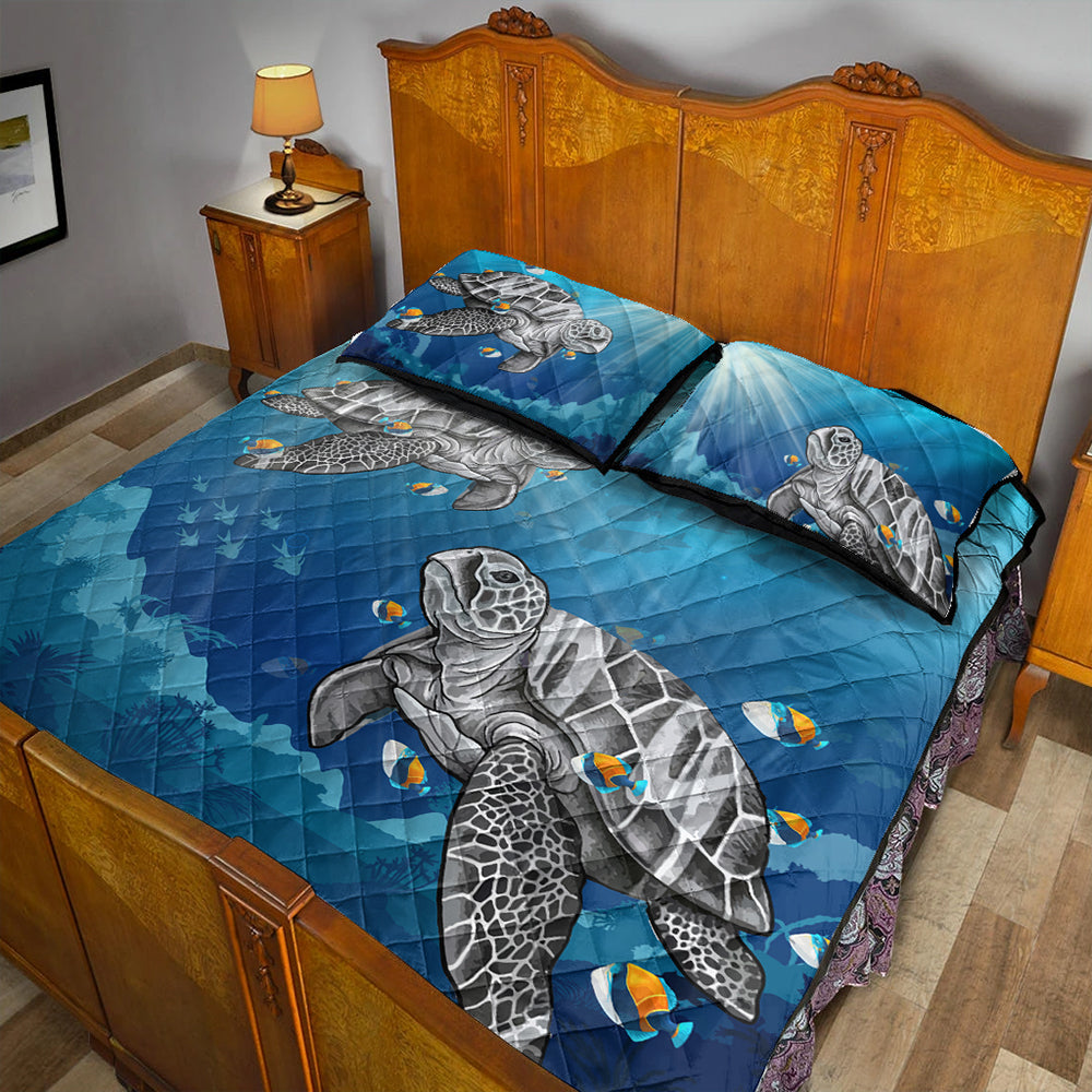 Hawaii Quilt Bed Set Turtle And Humuhumunukunukuapua'a New