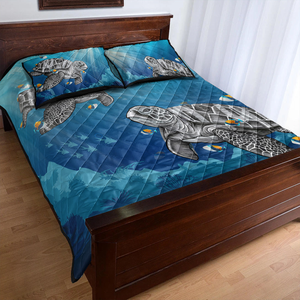 Hawaii Quilt Bed Set Turtle And Humuhumunukunukuapua'a New