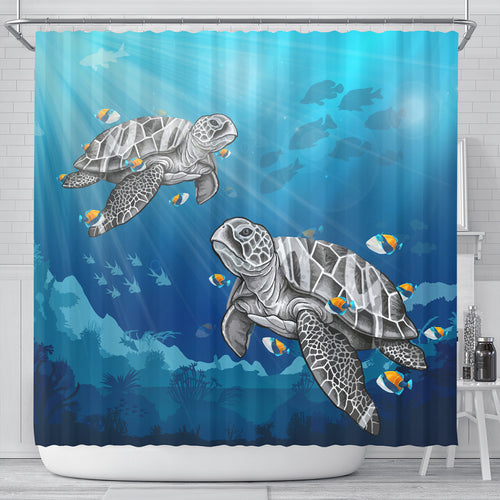 Hawaii Shower Curtain Turtle And Humuhumunukunukuapua'a New