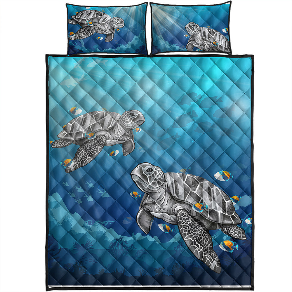 Hawaii Quilt Bed Set Turtle And Humuhumunukunukuapua'a New