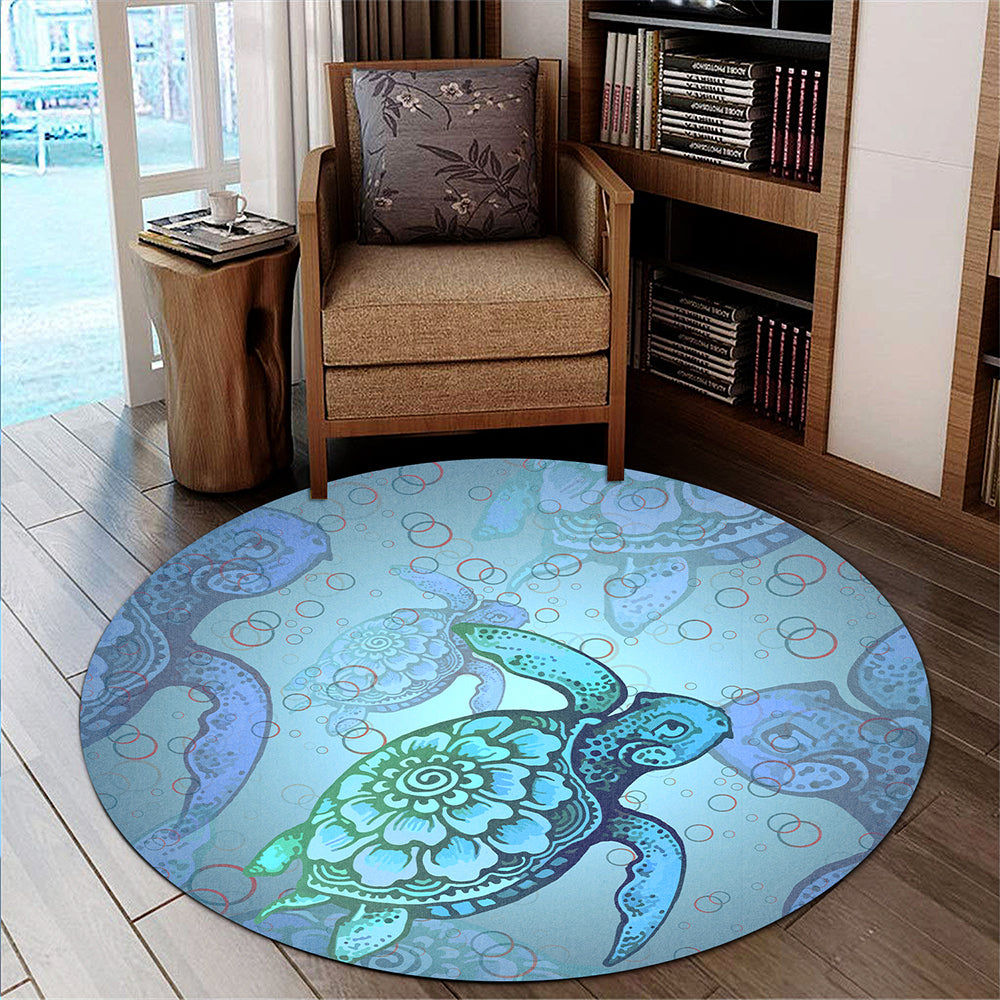 Hawaii Round Rug Turtle Beauty