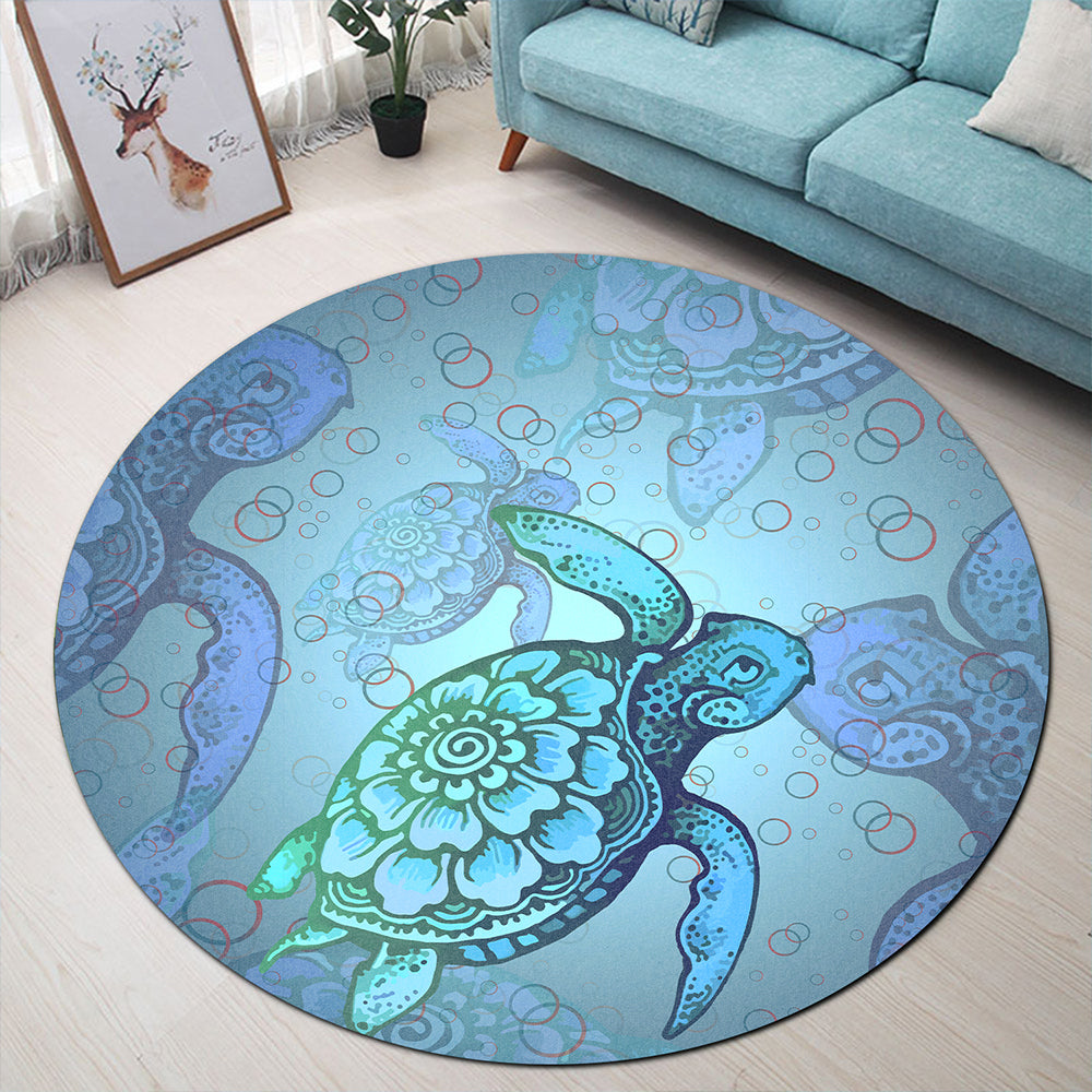 Hawaii Round Rug Turtle Beauty