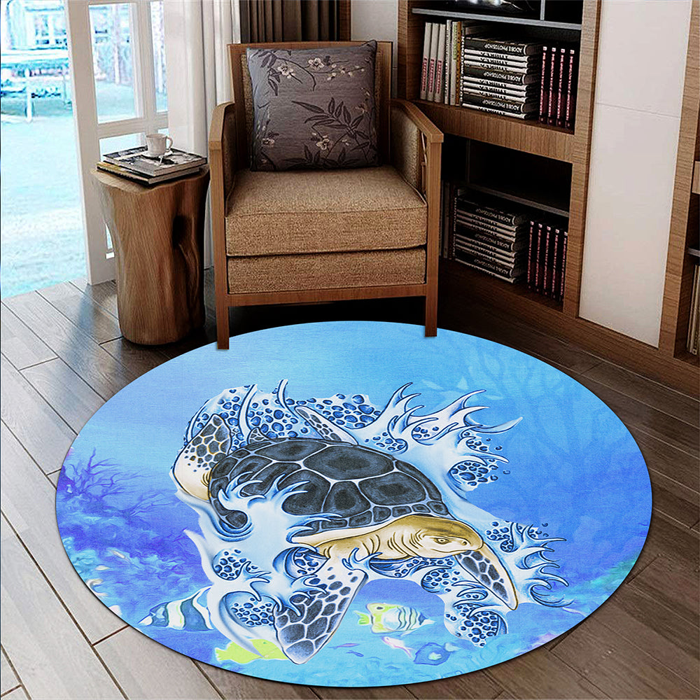 Hawaii Round Rug Turtle Cool