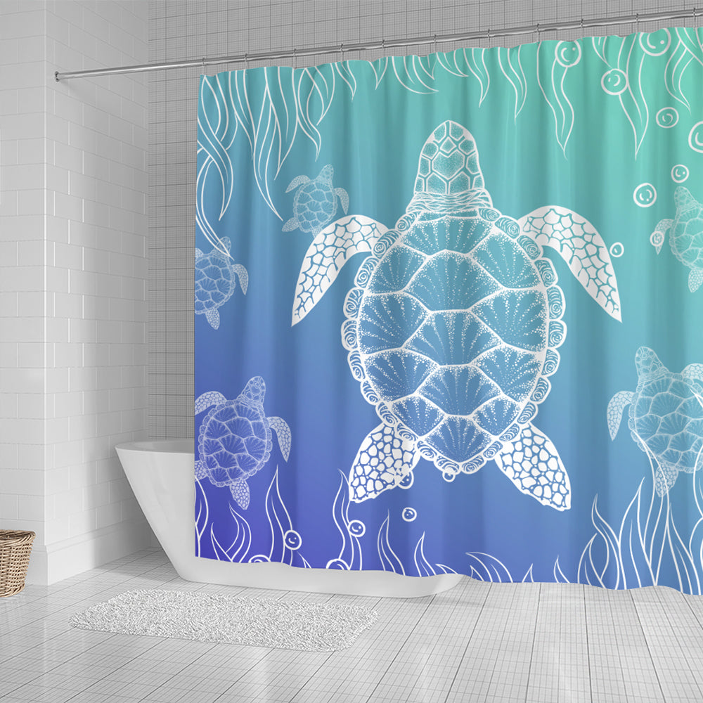 Hawaii Shower Curtain Turtle Gardiant Background