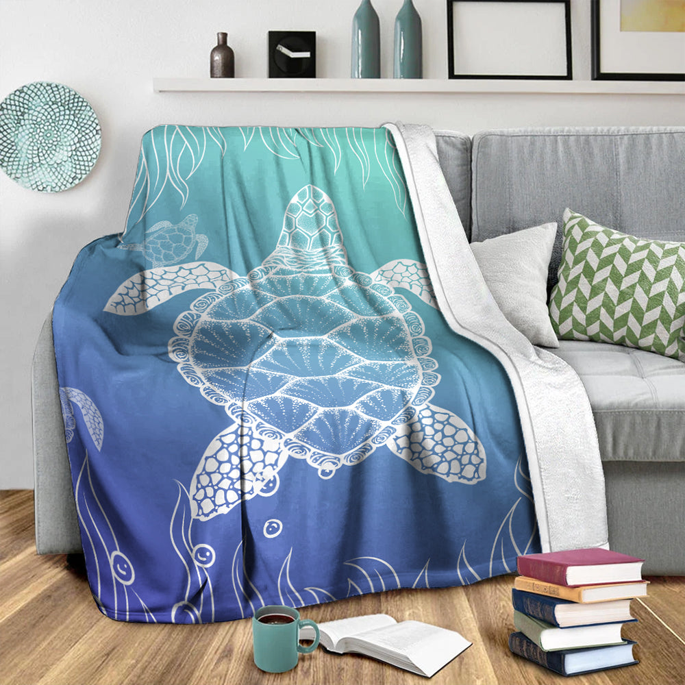 Hawaii Premium Blanket Turtle Gardiant Background