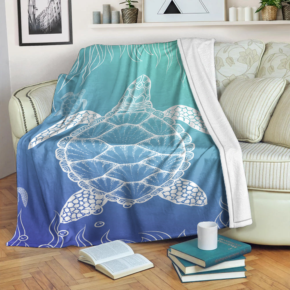 Hawaii Premium Blanket Turtle Gardiant Background