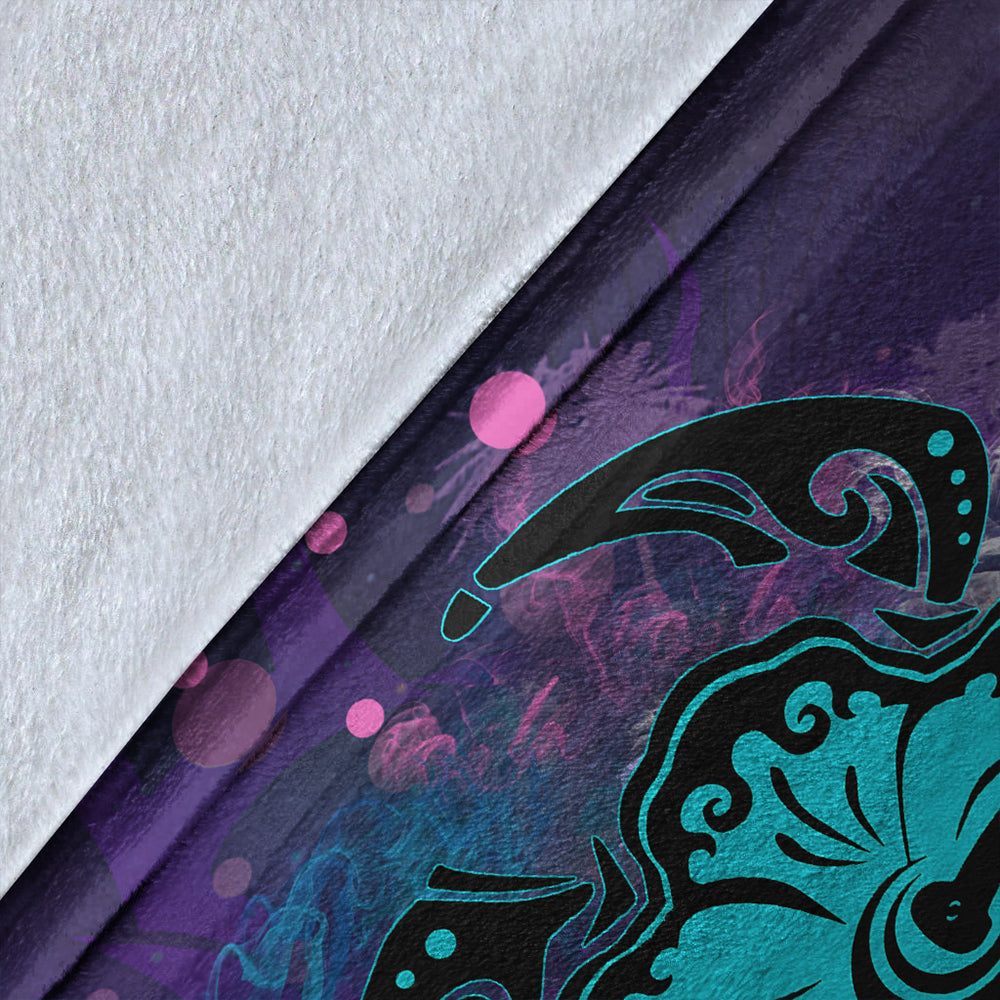 Hawaii Premium Blanket Turtle Hibiscus Galaxy Violet