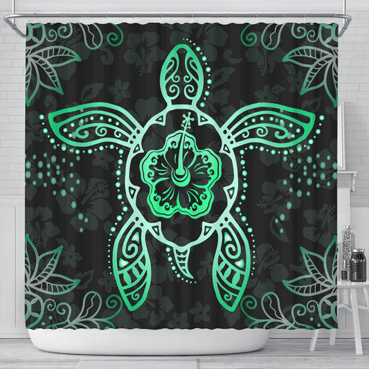Hawaii Shower Curtain Turtle Hibiscus Green New