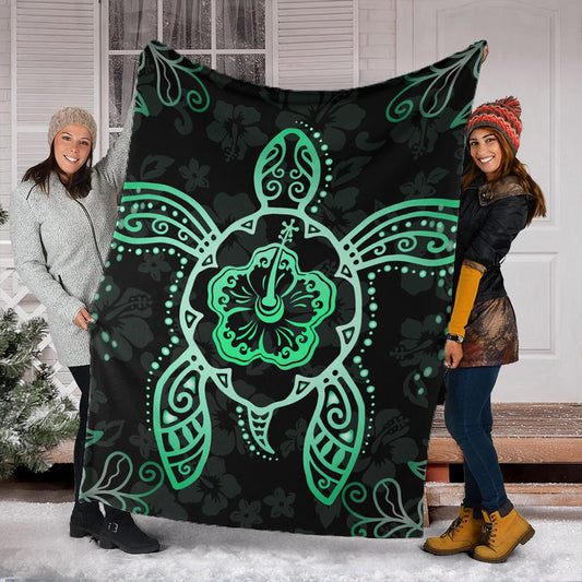 Hawaii Premium Blanket Turtle Hibiscus Green New