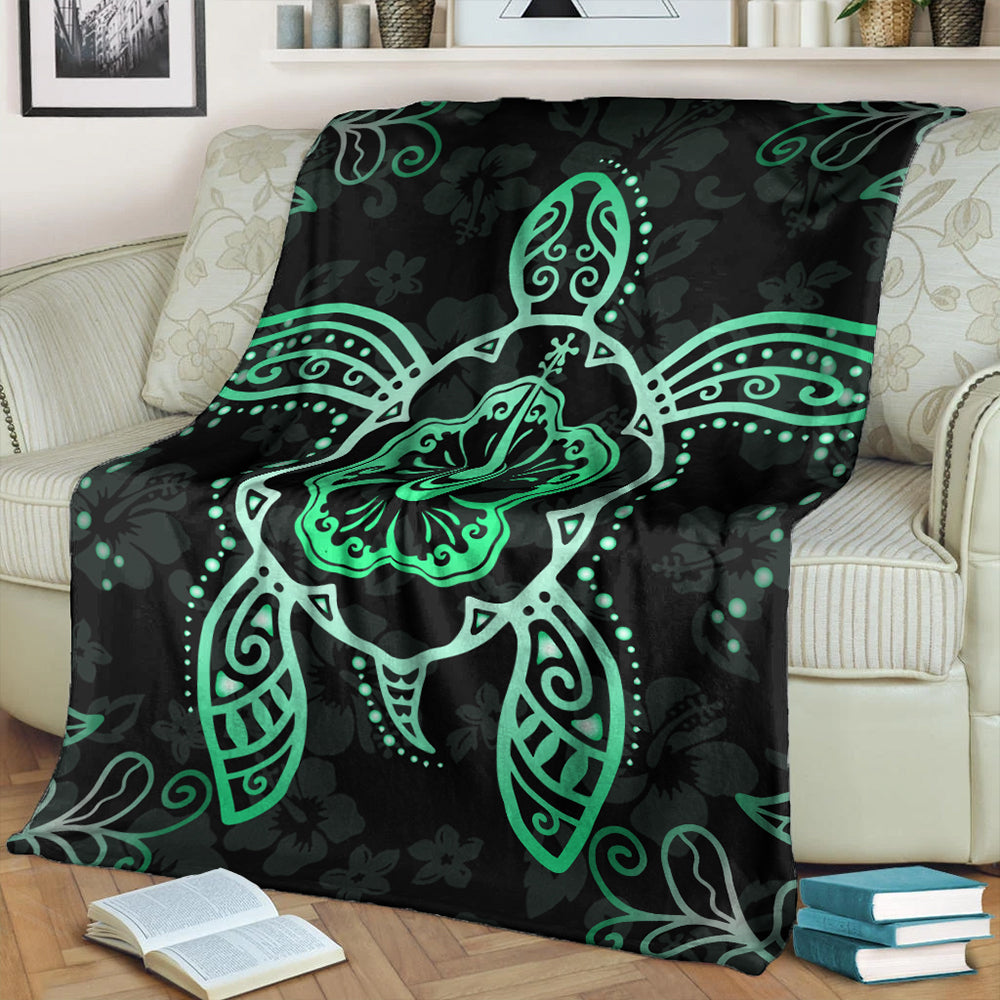 Hawaii Premium Blanket Turtle Hibiscus Green New