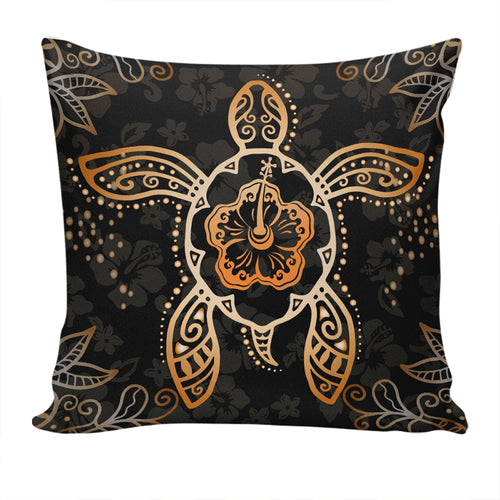 Hawaii Pillow Cover Turtle Hibiscus Orange
