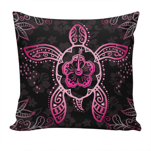 Hawaii Pillow Cover Turtle Hibiscus Pink