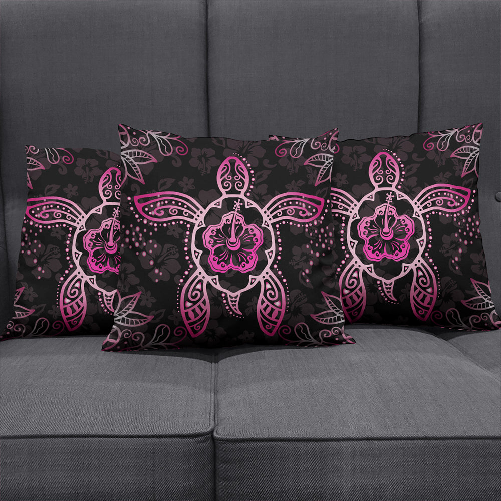 Hawaii Pillow Cover Turtle Hibiscus Pink