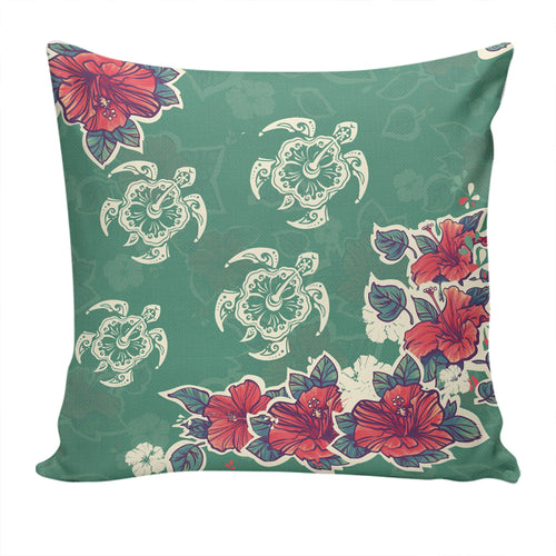 Hawaii Pillow Cover Turtle Hibiscus Summer