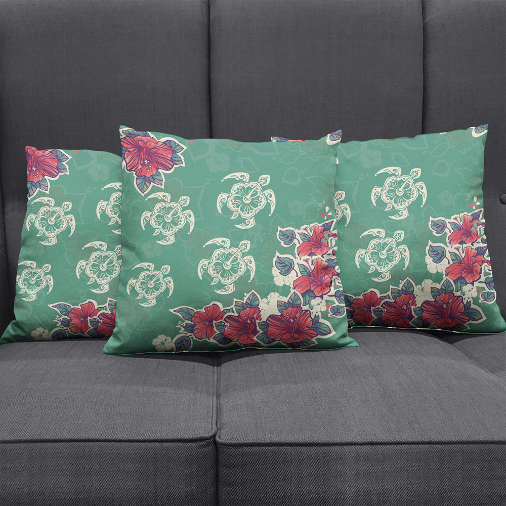 Hawaii Pillow Cover Turtle Hibiscus Summer