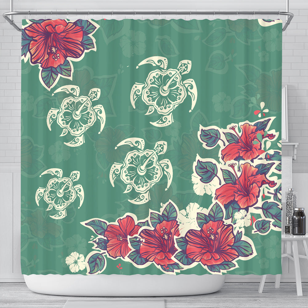 Hawaii Shower Curtain Turtle Hibiscus Summer