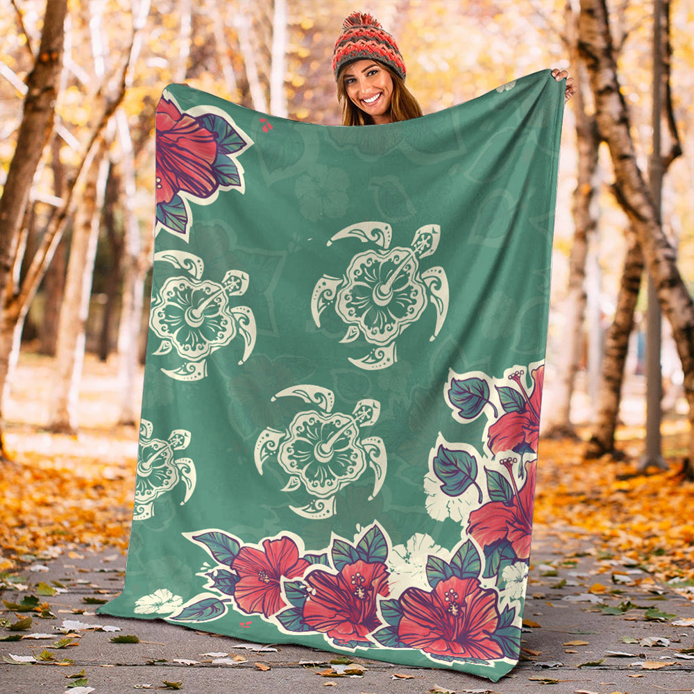 Hawaii Premium Blanket Turtle Hibiscus Summer