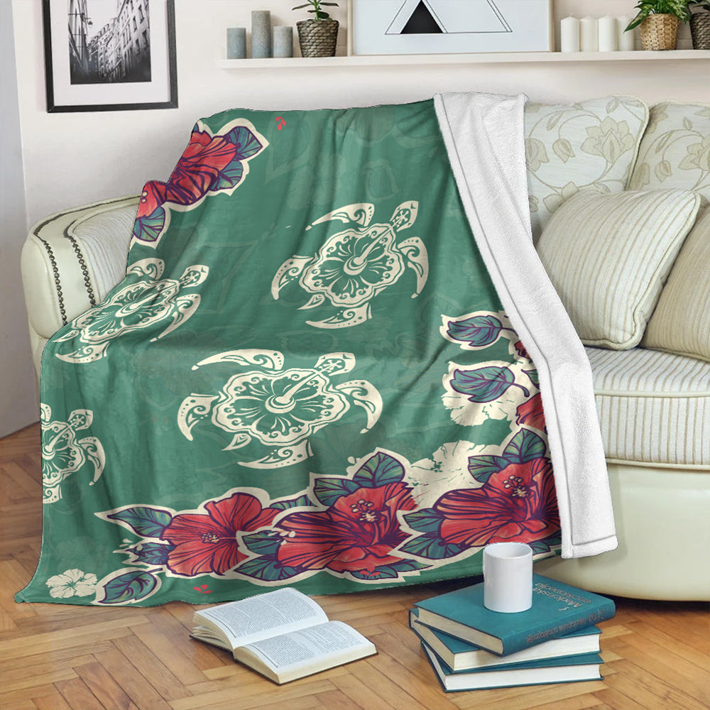 Hawaii Premium Blanket Turtle Hibiscus Summer