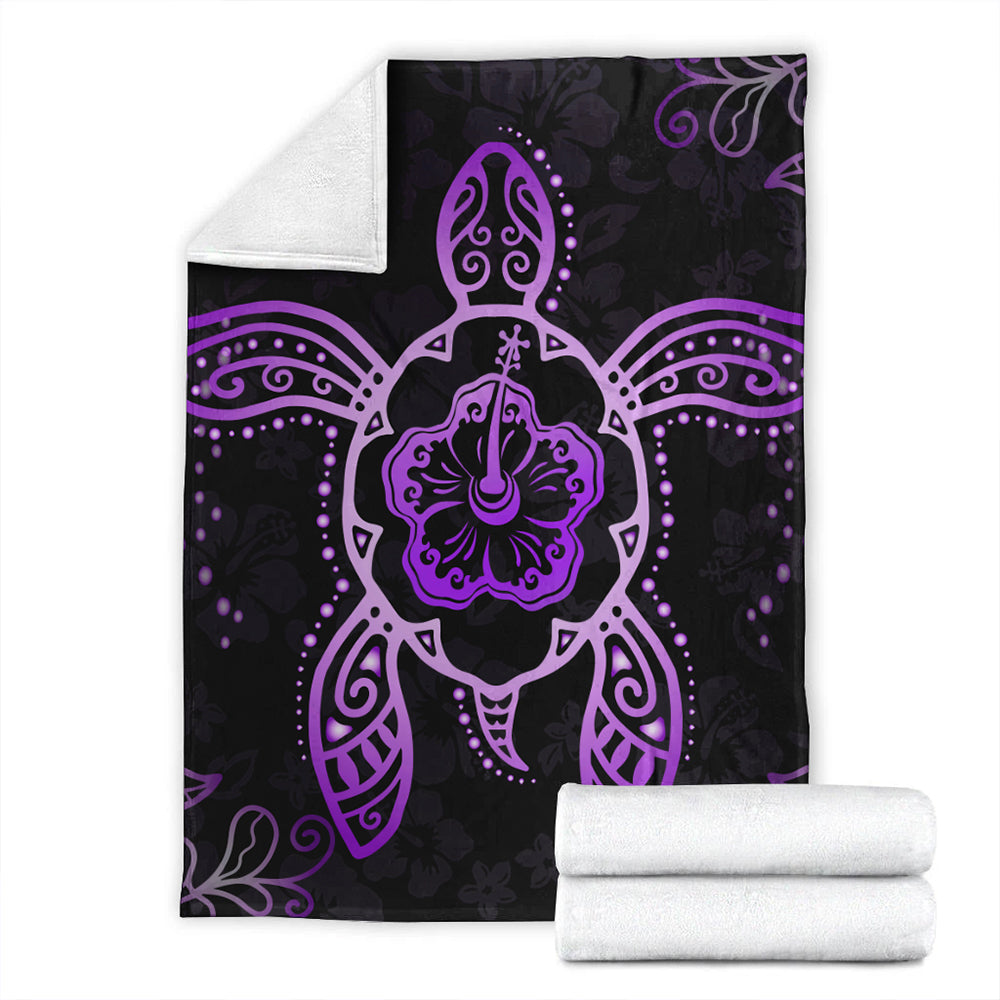 Hawaii Premium Blanket Turtle Hibiscus Violet