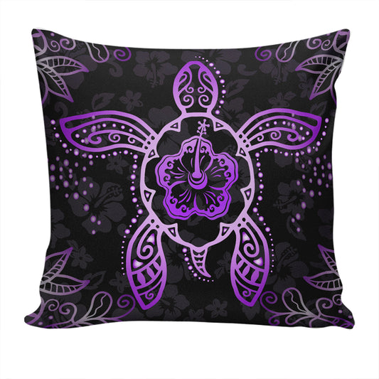 Hawaii Pillow Cover Turtle Hibiscus Violet