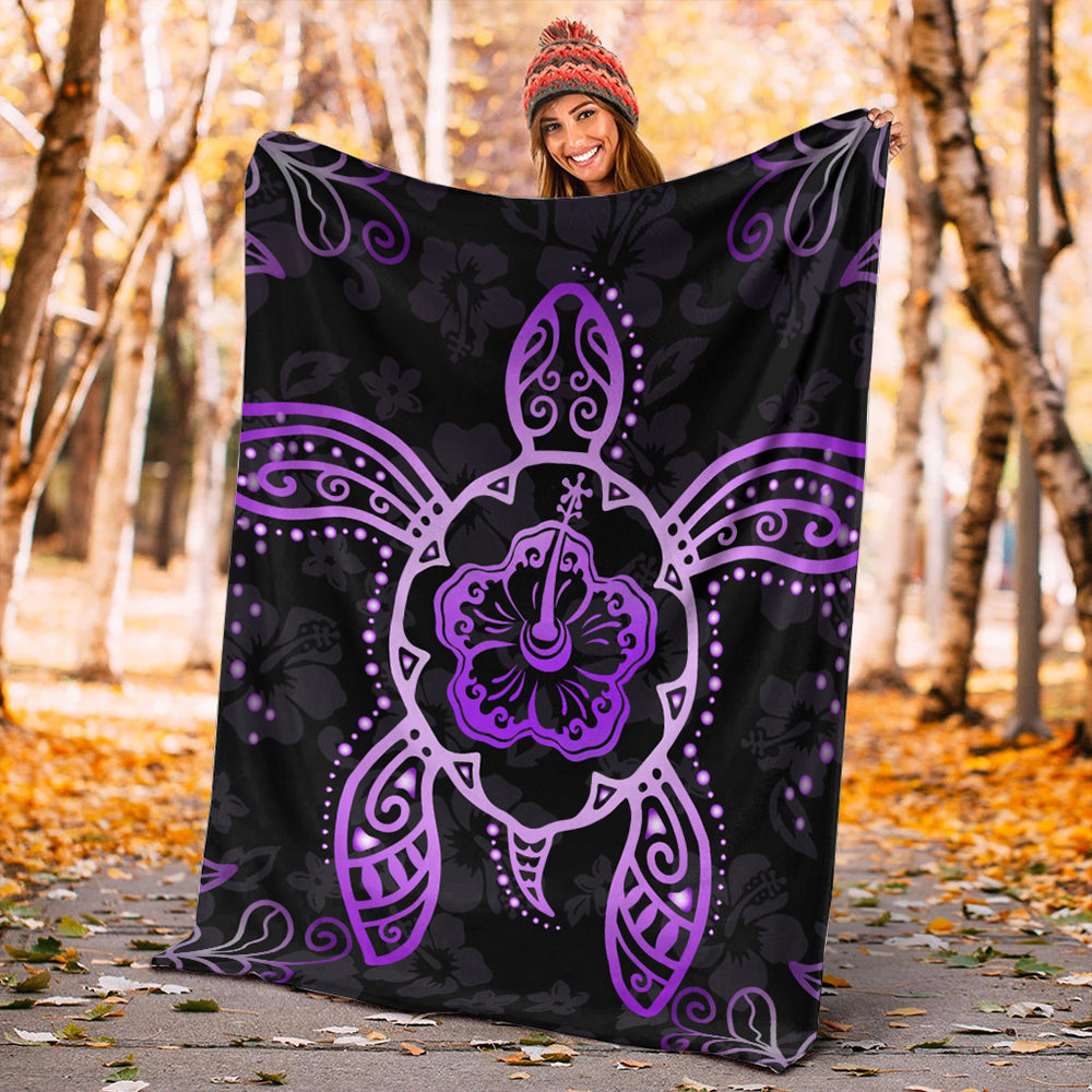 Hawaii Premium Blanket Turtle Hibiscus Violet