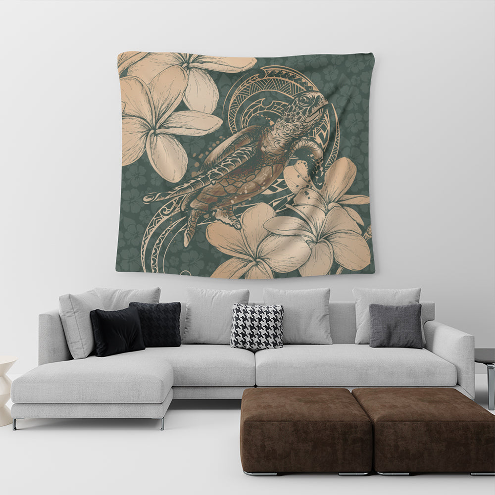 Hawaii Tapestry Turtle Map Plumeria Hibiscus Floral