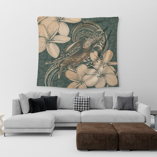 Hawaii Tapestry Turtle Map Plumeria Hibiscus Floral