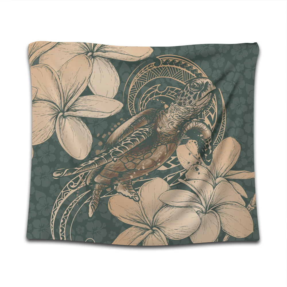 Hawaii Tapestry Turtle Map Plumeria Hibiscus Floral